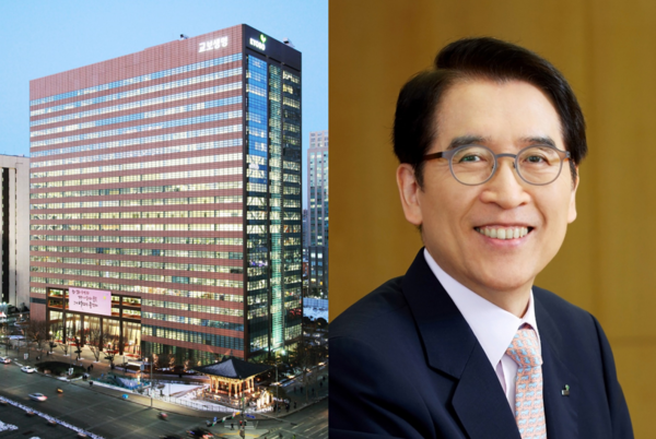 교보생명 본사와 신창재 교보생명 회장/사진제공=교보생명